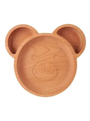 The Wood Life Project EcoFriendly Wooden Bear Plate/Kids Plate