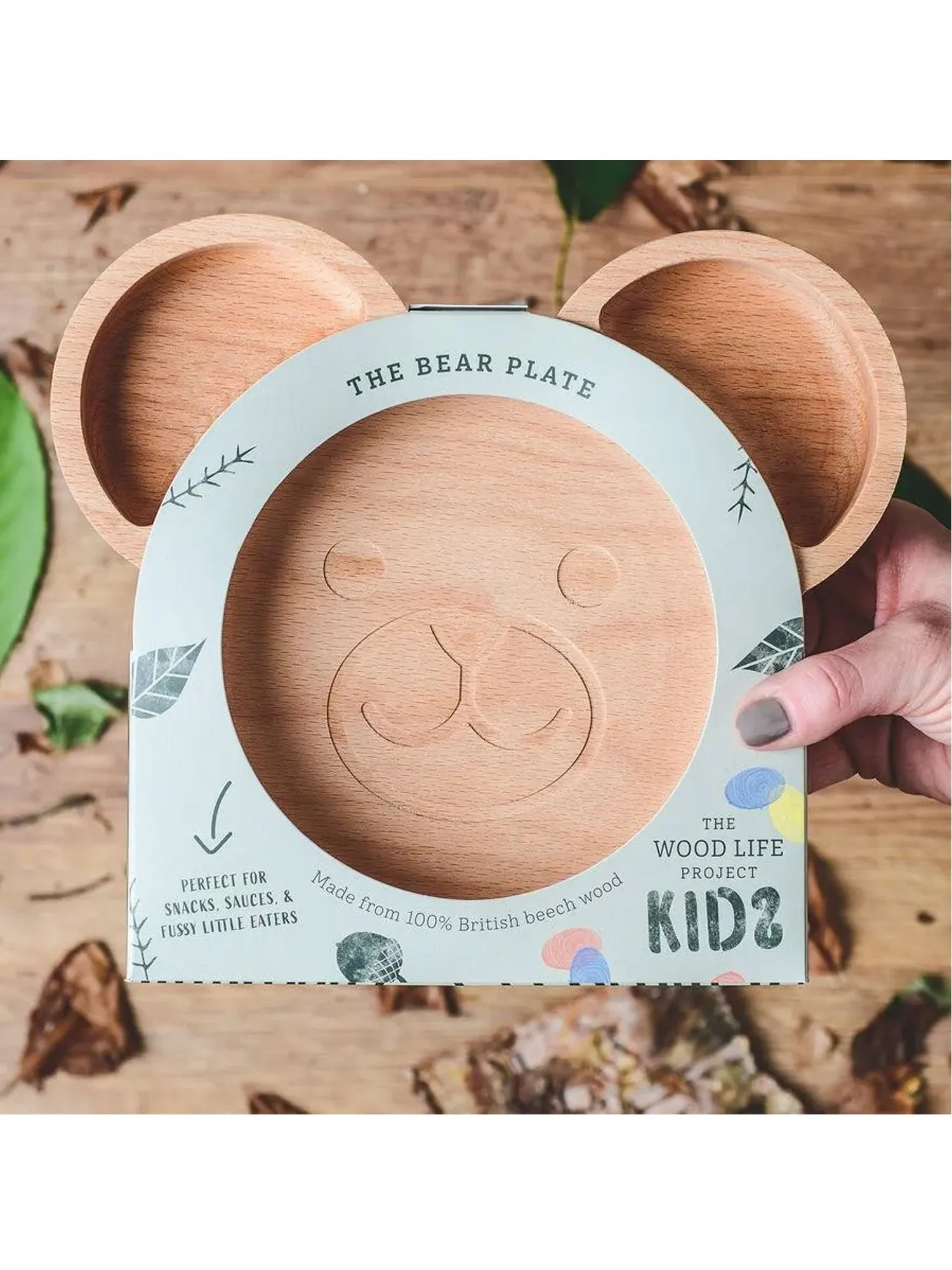 The Wood Life Project EcoFriendly Wooden Bear Plate/Kids Plate