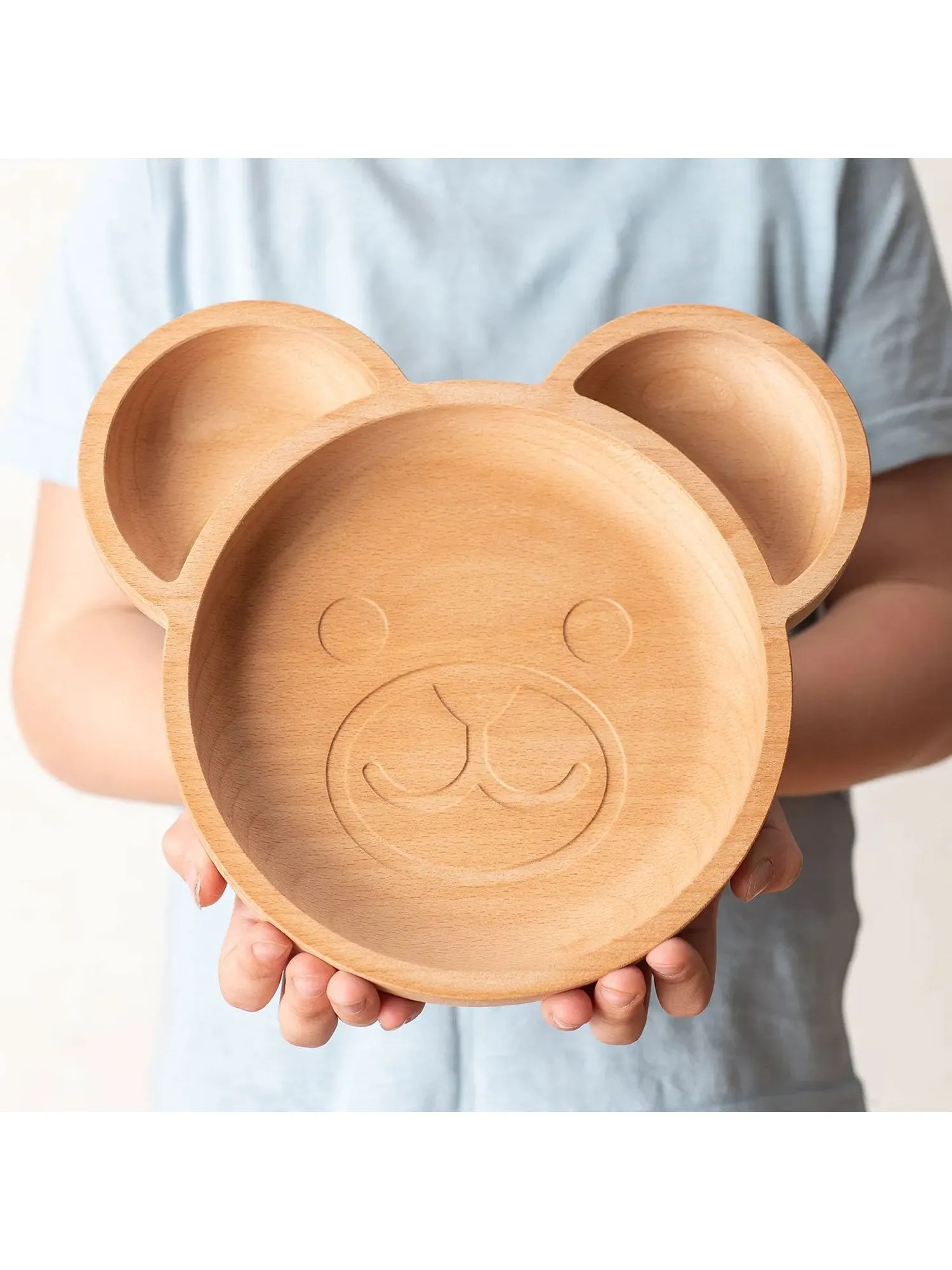 The Wood Life Project EcoFriendly Wooden Bear Plate/Kids Plate