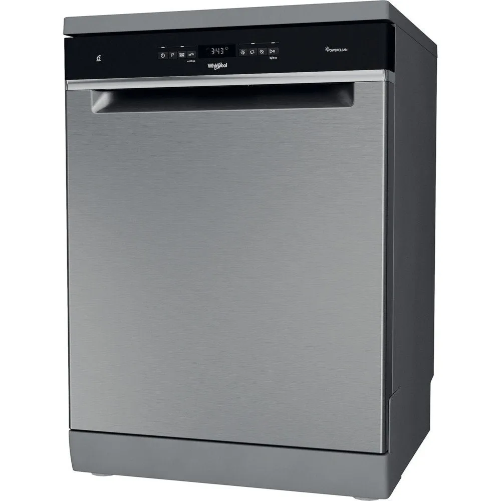 Whirlpool Supreme Clean WFO3O41PLXUK Freestanding Dishwasher, 14 Place Settings, 60cm Wide - Stainless Steel