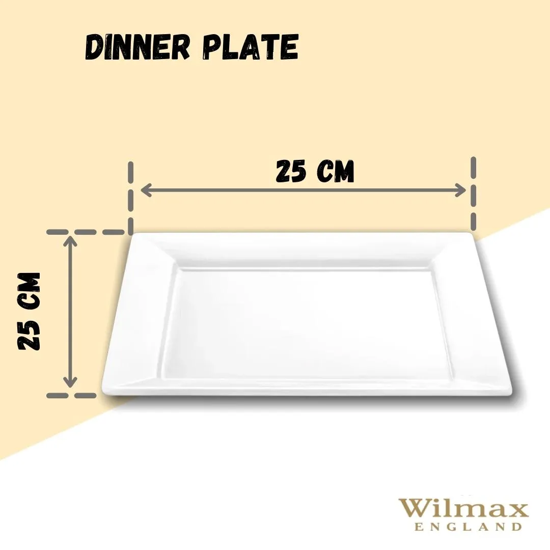 White Dinner Plate 10" inch X 10" inch| 25 X 25 Cm