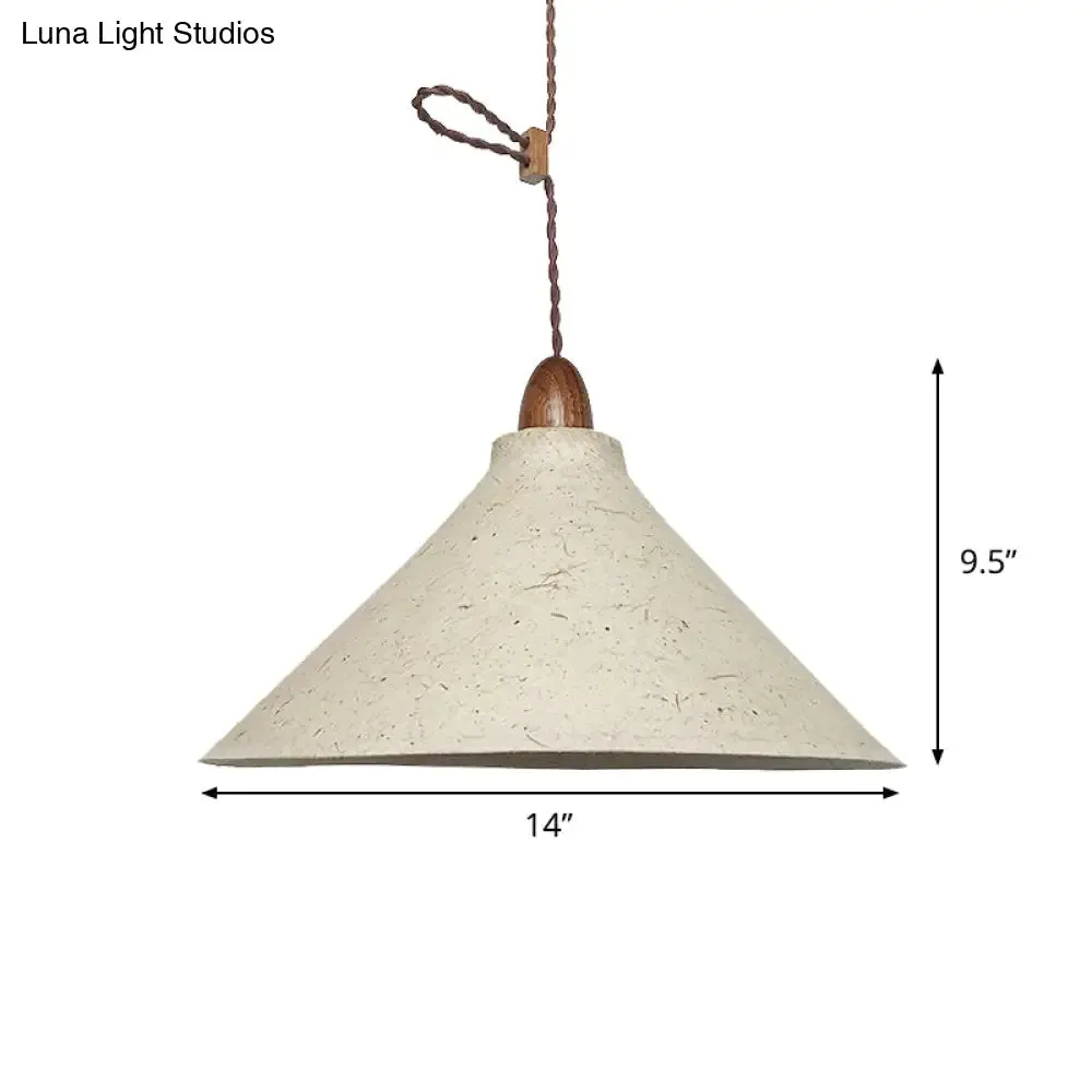 White Fabric Shade Restaurant Pendant Hanging Lamp