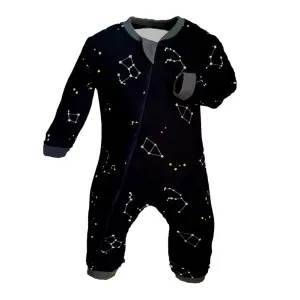 ZippyJamz Organic Cotton Footless Sleeper - Galaxy Love Navy (18-24 Months)